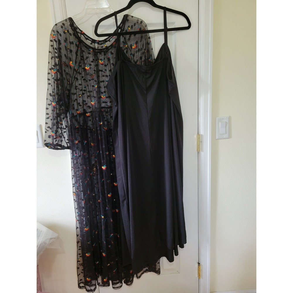 Torrid Black Mesh Floral Embroidered Polka Dot Maxi Dress Set Plus Size 3 3X - Picture 16 of 16